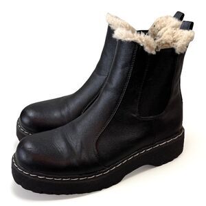 PORTLAND by Portland Boot Company Chelsea Boot 8M Black Fur Trim Leather